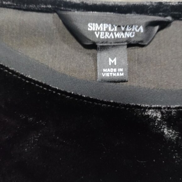 Simply Vera Vera Wang Black Velvet & Sheer Burnout Sleeveless Tunic Top Medium - Picture 8 of 13